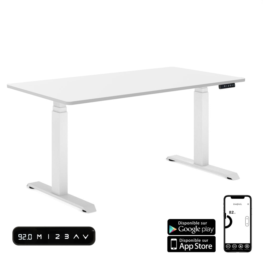 GONICVIN ES-Desk140 électrique Debout, Bureau Blanc + Cadre Noir, 140x60 cm  : : Cuisine et Maison